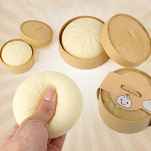 Steamer Basket Squishy Soft Stress Ball, 1 Count Fidget Toy, Dough Ball Squishy Bun Squeeze Ball, Anxiety Relief Adult Squishy Toy, Anti Stress Toy, Squishy Stress Balls
