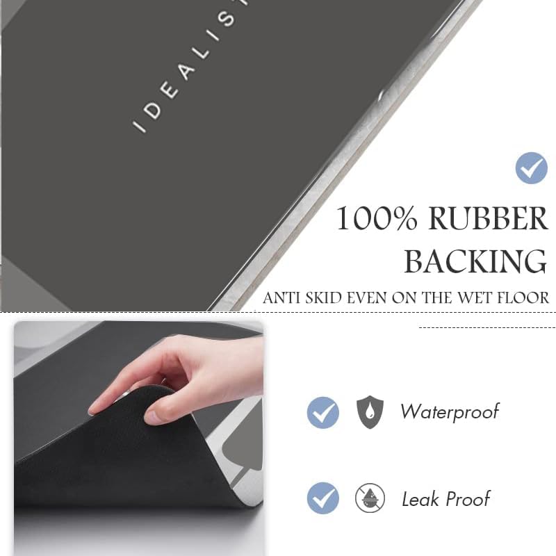 Bath Mat-Bath Mat Rug Non Slip Super Absorbent Stain Resistant Quick Dry Thin Bathroom Rug-Bath Mats for Bathroom Floor Bathtub Vanity-Bathmat Bath Rug Easy Care-17"x27" Darkgrey