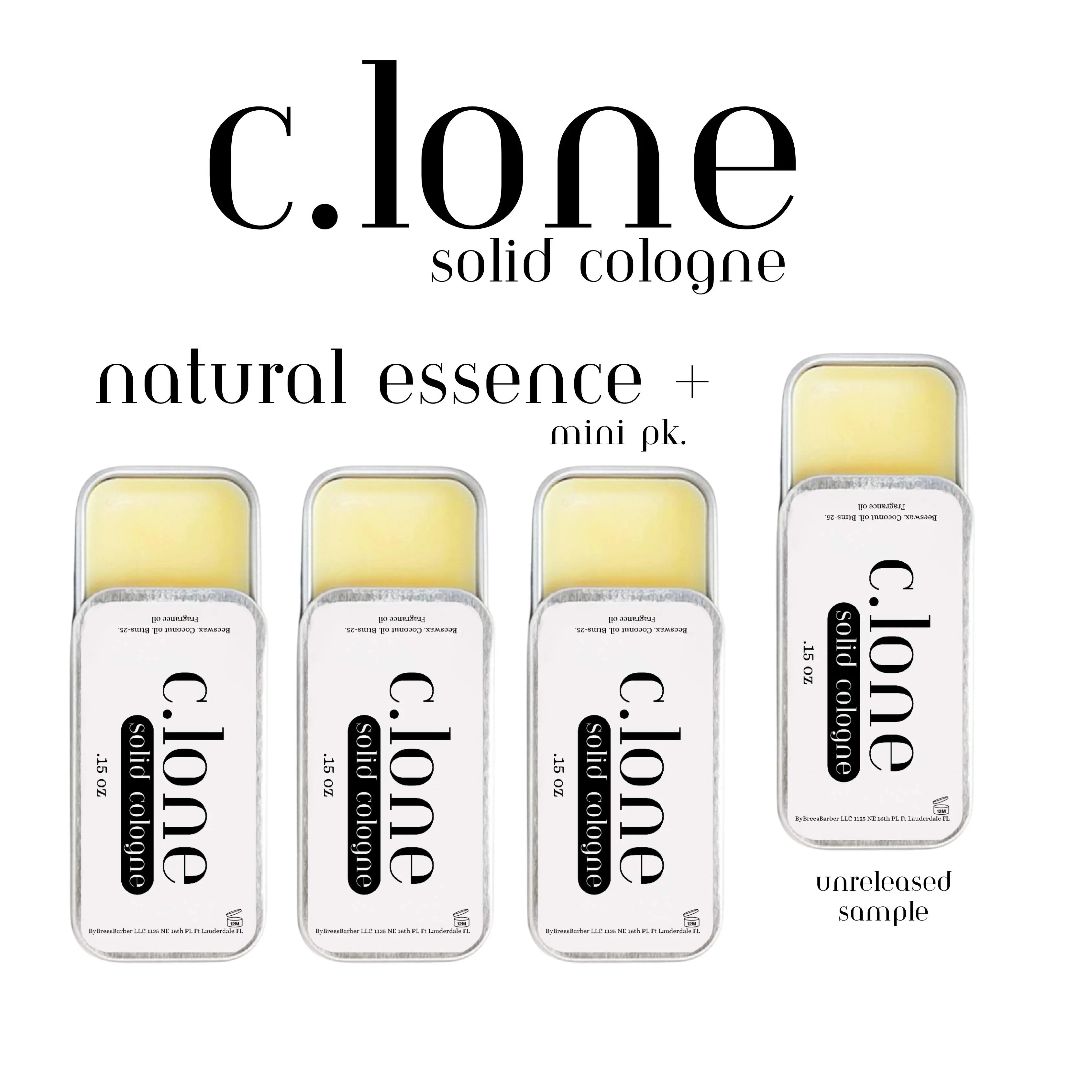 C.LONE MINI - Natural Essence Collection (BONUS UNRELEASED SCENT) - Includes Clones of Teakwood, Oakmoss, Cardamom and Cedar Blossom - Exclusive Trio of Solid Colognes for Men, Sampler Set of Signature Scents