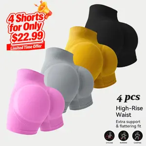 Hijesse Women's High Waist Butt Lift Workout Shorts, Seamless Tummy Control Gym Shorts (4-Pack $22.99 | Single $12.99) for Yoga Running