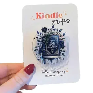 Dark Academia Kindle Grip – "Just One More Chapter" Blue Book Art, Fantasy Floral Aesthetic, MagSafe Holder for Night Readers.