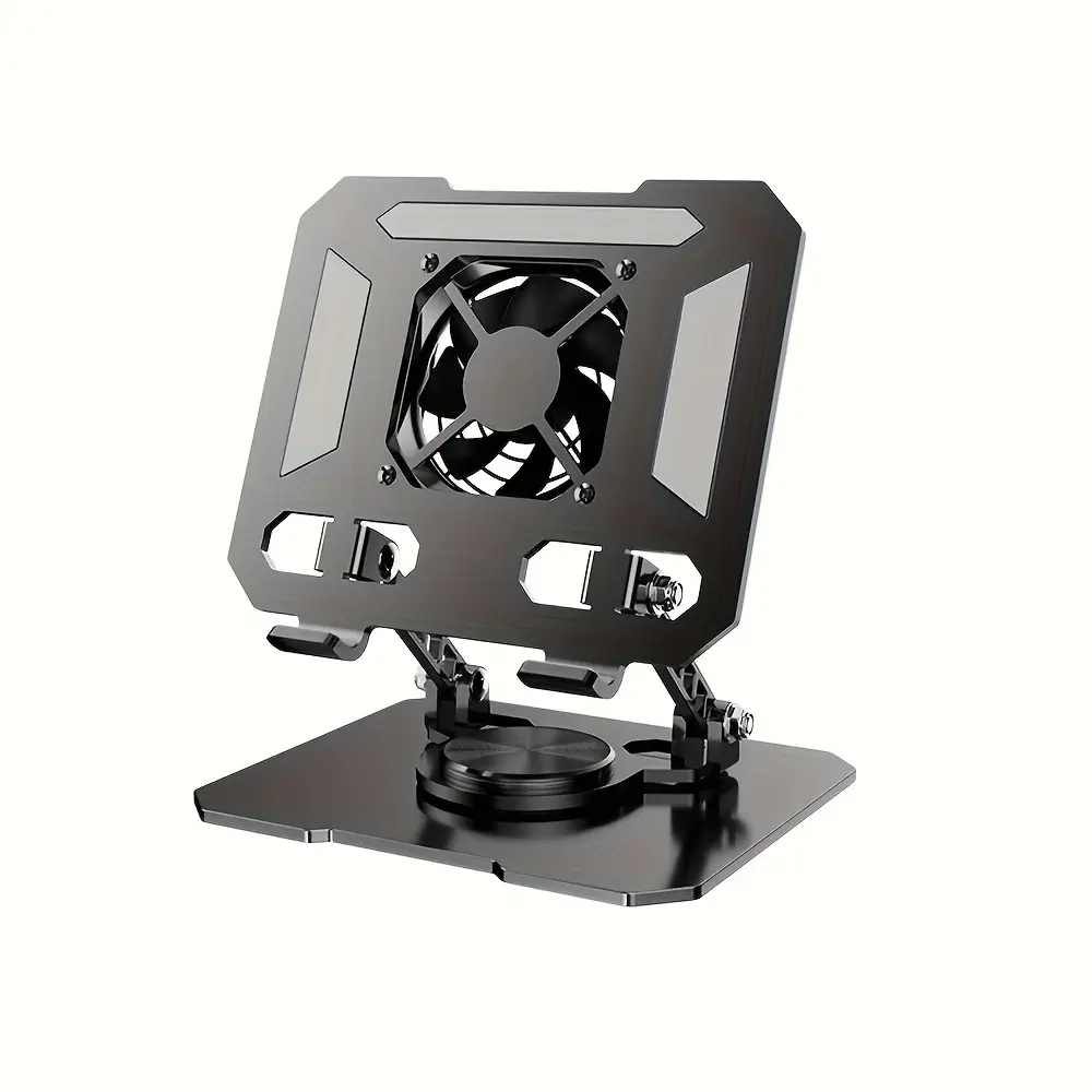 360° Adjustable Cooling Plate Tablet Stand with Foldable Design & Carbon Steel Construction, Ergonomic Clamp Holder with Cooling System for Streaming, Gaming, Cooling Pad