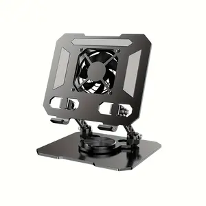 360° Adjustable Cooling Plate Tablet Stand with Foldable Design & Carbon Steel Construction, Ergonomic Clamp Holder with Cooling System for Streaming, Gaming, Cooling Pad