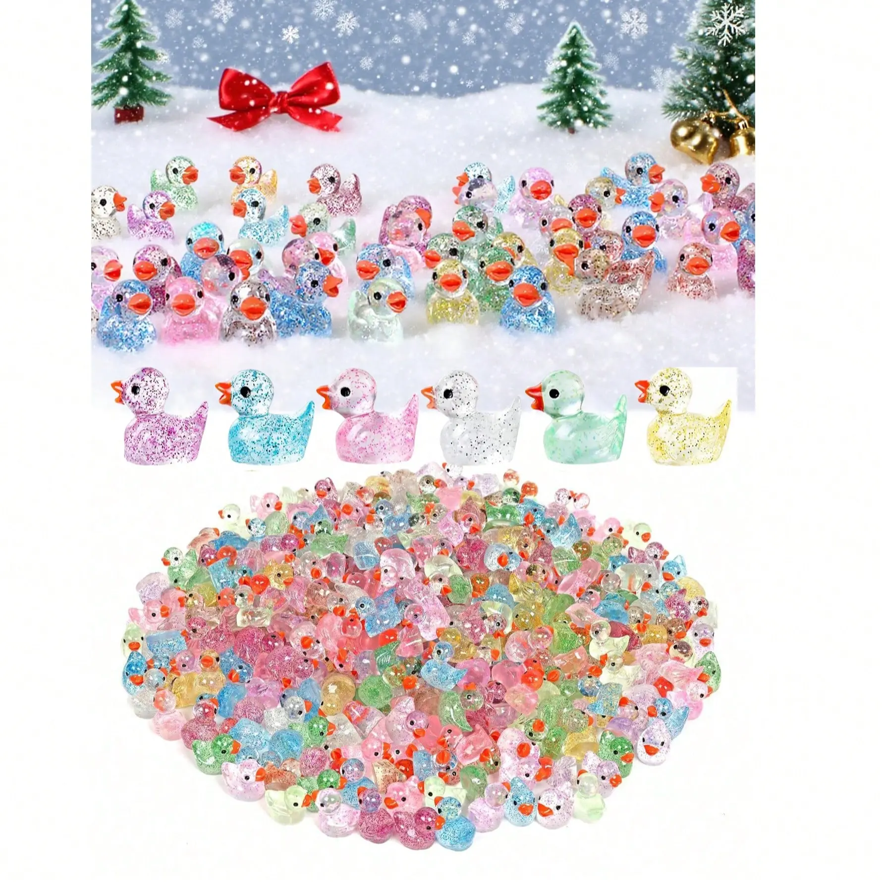 Christmas Mini Glitter Ducks, Colorful Resin Duck Toys, Hidden Toy House Decorations, Aquarium Landscape Plastic Animal Figures, Home Decor Ornaments, Bird Decorations, Festive Decoration, Holiday Decor