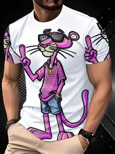 Men's Fashion Casual Round Neck Patterned T-Shirt, 3D Digital Print, Outdoor Leisure Wear, Summer Daily Use, Street Style, Quick Dry Easy Wash