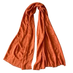 Pre-owned Authentic with COA Fendi women's large orange monogram scarf in modal cashmere