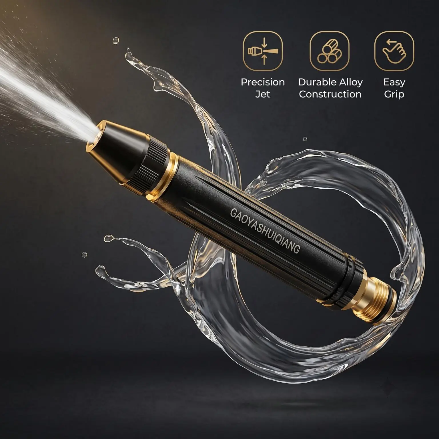 Heavy-Duty Rustproof All Metal Twist Hose Nozzle, Customizable Multi-Mode High Pressure Water Sprayer, Anti-Leak Solid Metal Construction for Vehicle Detailing, Lawn Irrigation, Balcony and Exterior Home Cleaning