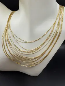 10K Gold Chain 0.5 mm - Elegant Multi-Layered Design for Everyday Wear