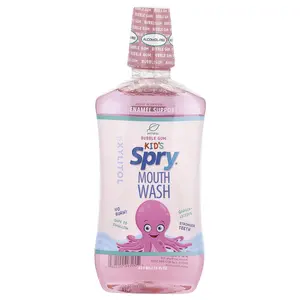 Xlear Kid's Spry® Mouth Wash, Enamel Support, Alcohol-Free, Bubble Gum, 16 fl oz (473 ml)