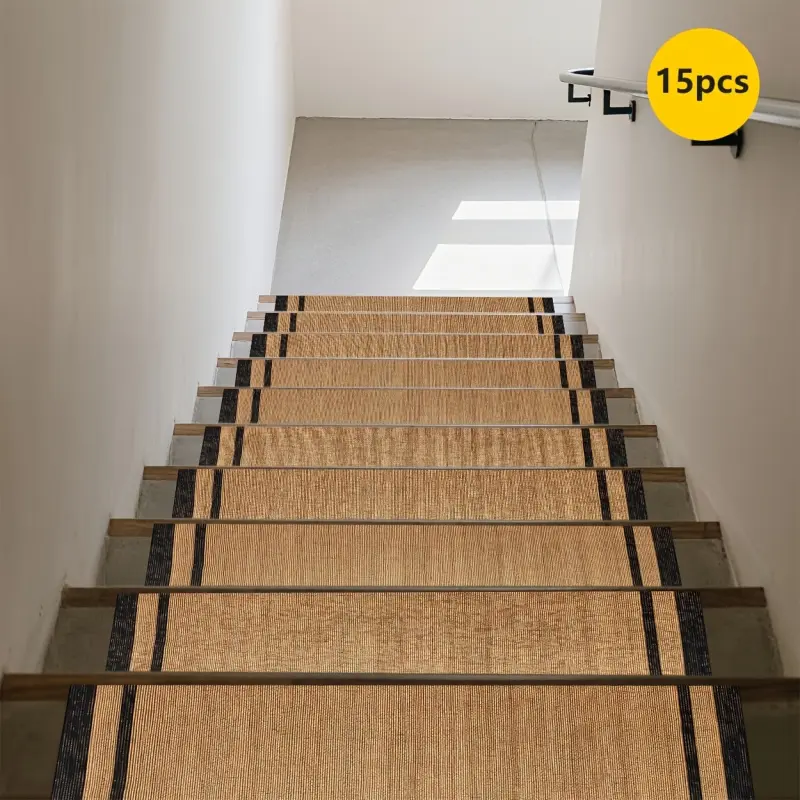 Rubber Anti-Slip Stair Treads, 15pcs Printed Stair Mats, Long Stair Treads, Non-Slip Stair Carpets, Long Stair Tread Carpet Set, Home Decor Rubber Stair Treads, Decorative Stair Mats, Protective Step Carpets, Home Decor Stair Mats for Stairs