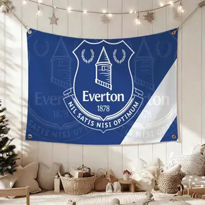 Football Club Everton Flags Cheerleading Hand Pulled Flag Multi Size Atmosphere Banner, Portable Outdoor Event Flag & Wall Decor for Sports, Parties, Home and Room Decoration