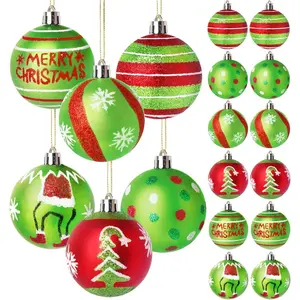 12 Pcs 2.4 Inch Christmas Ball Ornaments for Tree,Red and Green Glittering Hanging Bulbs Pendants, Room Decoration Ornaments for Christmas Tree Decorations