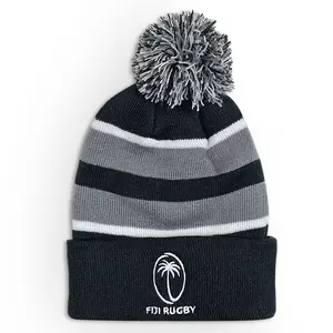 Fiji Hooped Pom-Pom Beanie