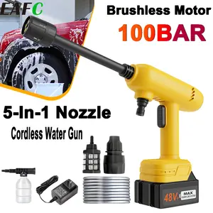 EAFC 5 IN 1 Brushless Cordless High Pressure Car Wash Portable Gun Washer Rechargeable Foam Generator Household Garden Tools
