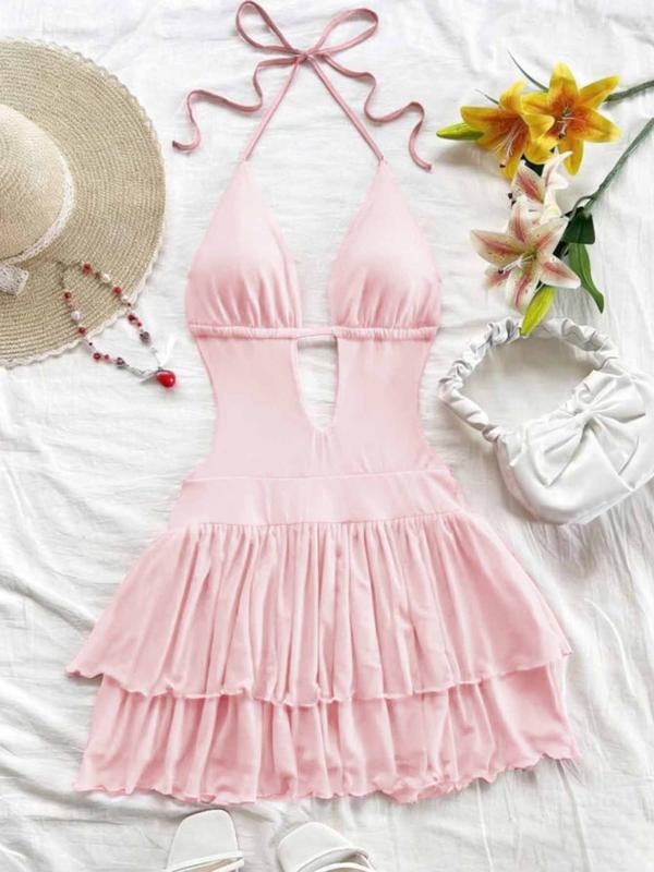 Sexy Backless Party Dress, Slim-Fitting Y2K Style, Women's Cross-Border Fashion, High-Waisted Belted Design, Perfect for Parties