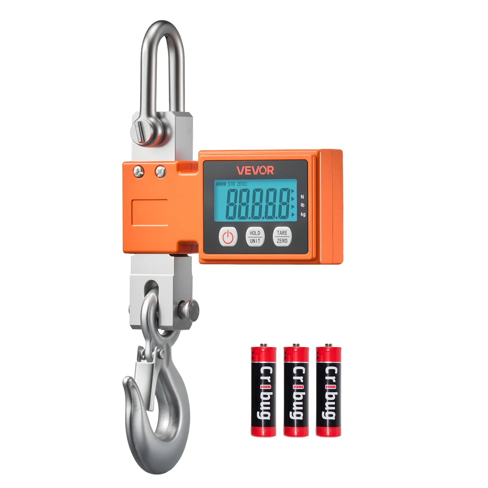 【SummerFinds】VEVOR Digital Crane Scale, 1100 lbs/500 kg Max Capacity, Heavy Duty Industrial Hanging Scale with Cast Aluminum Case & LCD Display, 0.2 lbs Division & 3 Unit Switch, Auto-Off Setting for Garage