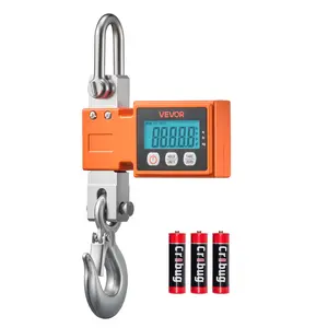 VEVOR Digital Crane Scale, 1100 lbs/500 kg Max Capacity, Heavy Duty Industrial Hanging Scale with Cast Aluminum Case & LCD Display, 0.2 lbs Division & 3 Unit Switch, Auto-Off Setting for Garage