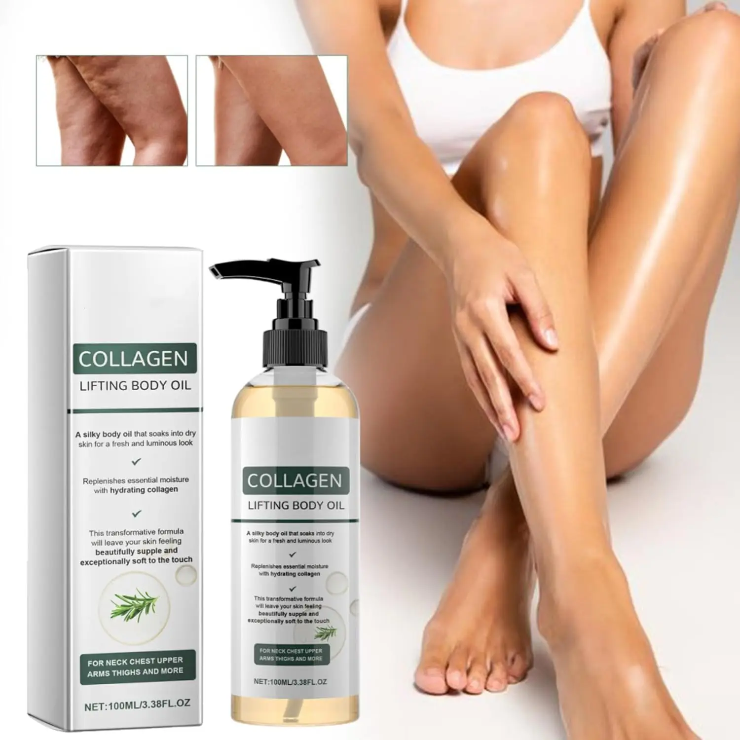 Collagen Lifting Body Oil, 2026 New Hydrating Collagen Oil for Body, After Shower Moisturizing Oil for Women and Men, 3.8 Fl Oz