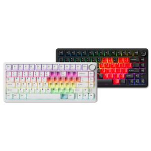 XVX M75 Lumina Tri-Mode 75% Mechanical Gaming Keyboard with Knob, Hot-Swappable, USB Charging, RGB Backlight, PBT Heart corner legend Keycaps, Multimedia Scroll Wheel, Creamy Keyboards PC accessories