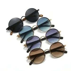 Unisex 2026 Retro Round Metal Sunglasses - Vintage Gold Circle Frame, Gradient UV400 Lenses, Trendy Fashion Eyewear Shades