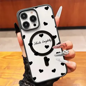 Magnetic Charging Case, Simple Heart Illustration, Durable Christmas Decoration, Anti-Drop Phone Cover Compatible with iPhone Models