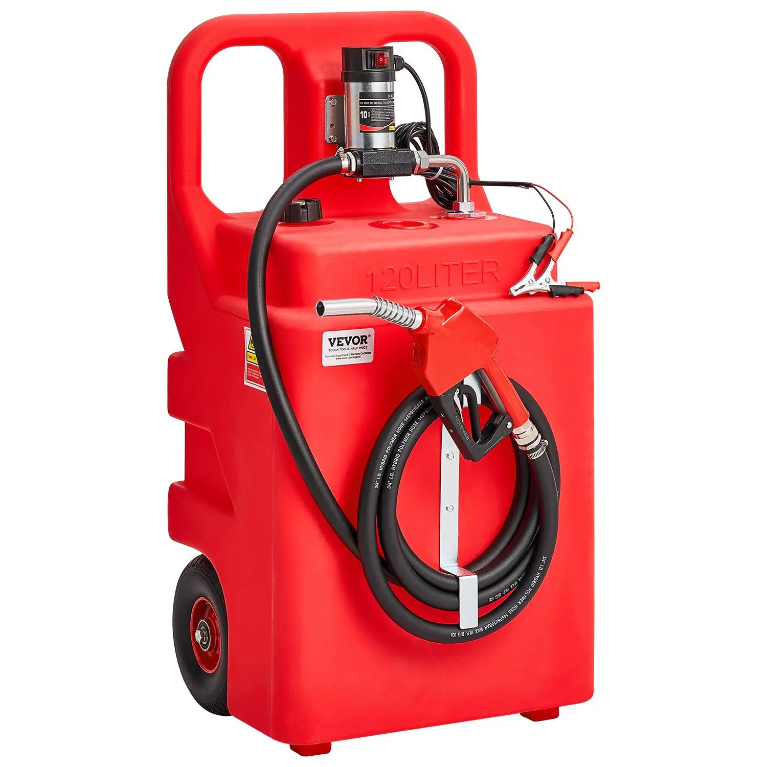【summerfinds】VEVOR Fuel Caddy, 32 Gallon, Portable Fuel Tank with 12V DC 10GPM Electric Fuel Transfer Pump, 13 ft Delivery Hose & Self-sealing Nozzle, Gas Caddy for Motorboats, ATVs, Generators, Diesel & Kerosene