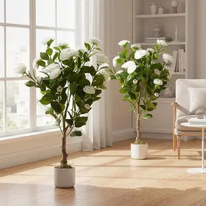 Garvee  Lifelike Artificial Camellia Tree – Potted Faux Plant for Home, Office, Porch, Patio, or Wedding