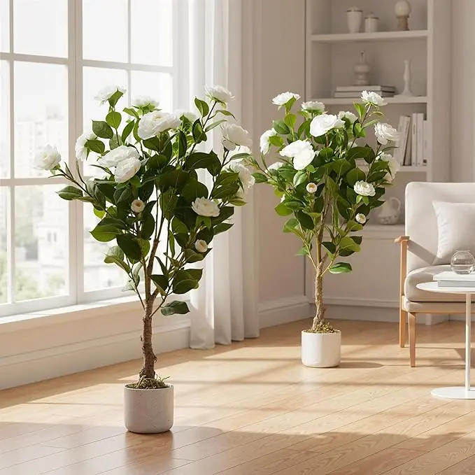 Garvee Lifelike Artificial Camellia Tree – Potted Faux Plant for Home, Office, Porch, Patio, or Wedding Garvee Lifelike Artificial Camellia Tree – Potted Faux Plant for Home, Office, Porch, Patio, or Wedding
