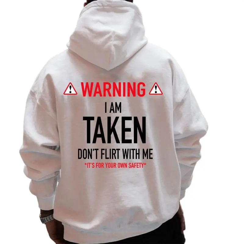 Unisex Loose Classic Soft Cotton Hoodie - Funny "Taken Don’t Flirt" Sarcastic Apparel, Flat Pullover Sweatshirt for Women’s Sports & Outdoor Activities