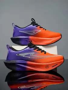 Unisex Carbon Plate Running Shoes, High-Energy Bounce, Curved Acceleration Anti-Slip Sole, Breathable Wrap System, Sporty Style, Running Sneakers