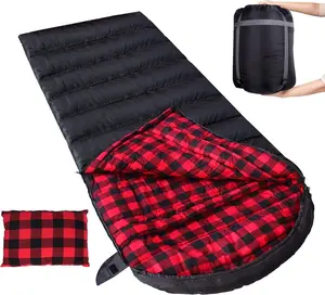 0  Sleeping Bag Cotton Flannel Winter Cold Weather for Adults XXL Sleeping Bag 4 Season Big and Tall with Pillow Compression Sack