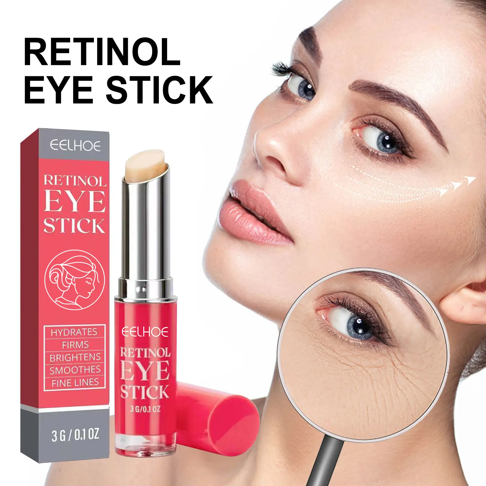 【Buy 1 Get 1 Free】Women's Retinol Solid Eye Stick 2-Piece Pack - Under-Eye Area Treatment, Hydration Boost, Portable Daily Skincare Solid Stick