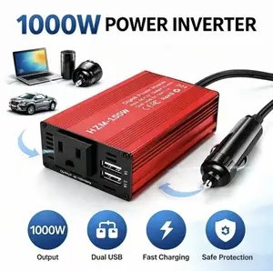 1000W Portable Car Power Inverter – 3 AC Outlets & 4 USB Ports, Power 7 Devices at Once, 12V to 110V Converter for RV, Camping, Truck, Emergency