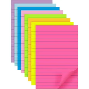 (8 Pads) Lined Sticky Notes 4x6 in , 8 Colors Self Sticky Notes Pad Its, Bright  Stickies Colorful Big Rectangular Sticky Notes for Office, , School, Meeting, 40 Sheets/pad