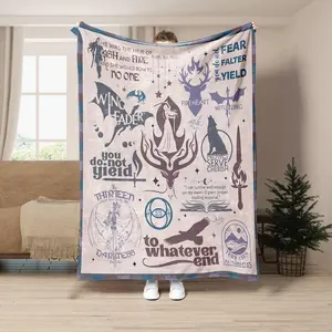 Book Throne of Glass Flannel Blanket Soft Cozy Warm Throw Blanket Manon Blackbeak Rowan Whitethorn Darkness Claims Us Bookish Gift Perfect For Bedroom Sofa Couch Dorm