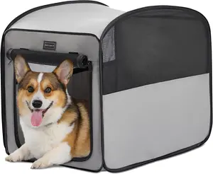 PETSFIT Dog Crate for Travel Collapsible (Light Grey)