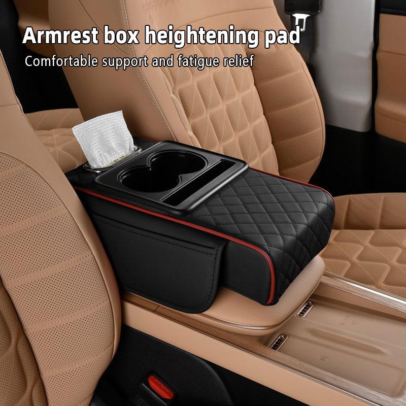 Car interior accessories armrest box storage bag for storage and organization of universal car interior accessories, cup holder and mobile phone storage cabinet for long-distance driving travel, car center console armrest pad, multi-function storage bag