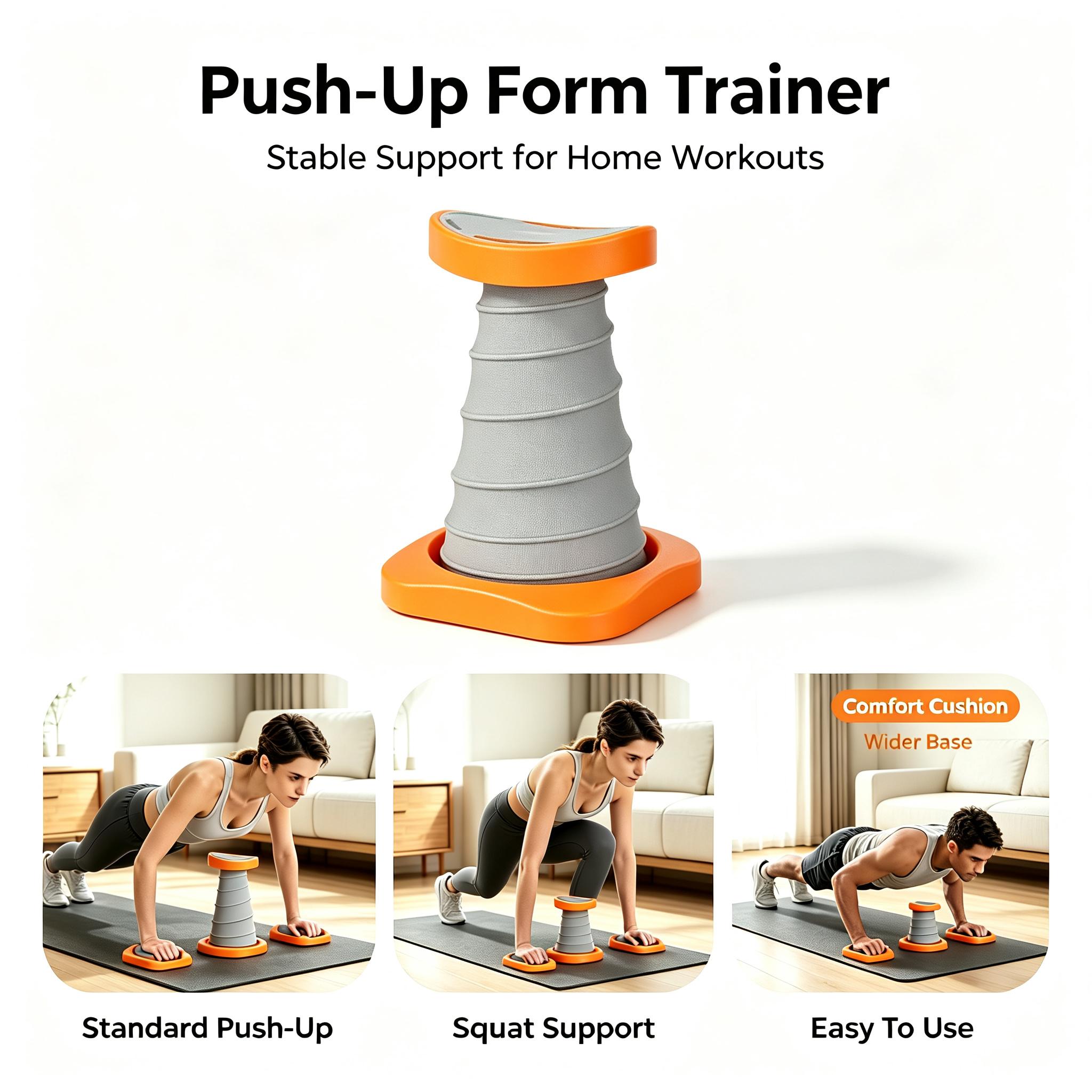 Height-Adjustable Foldable Push Up Stands, Soft-Support Portable Stand for Home Gym Strength Training, Posture Stabilizer for Beginner Chest, Triceps, Shoulder Core Workouts