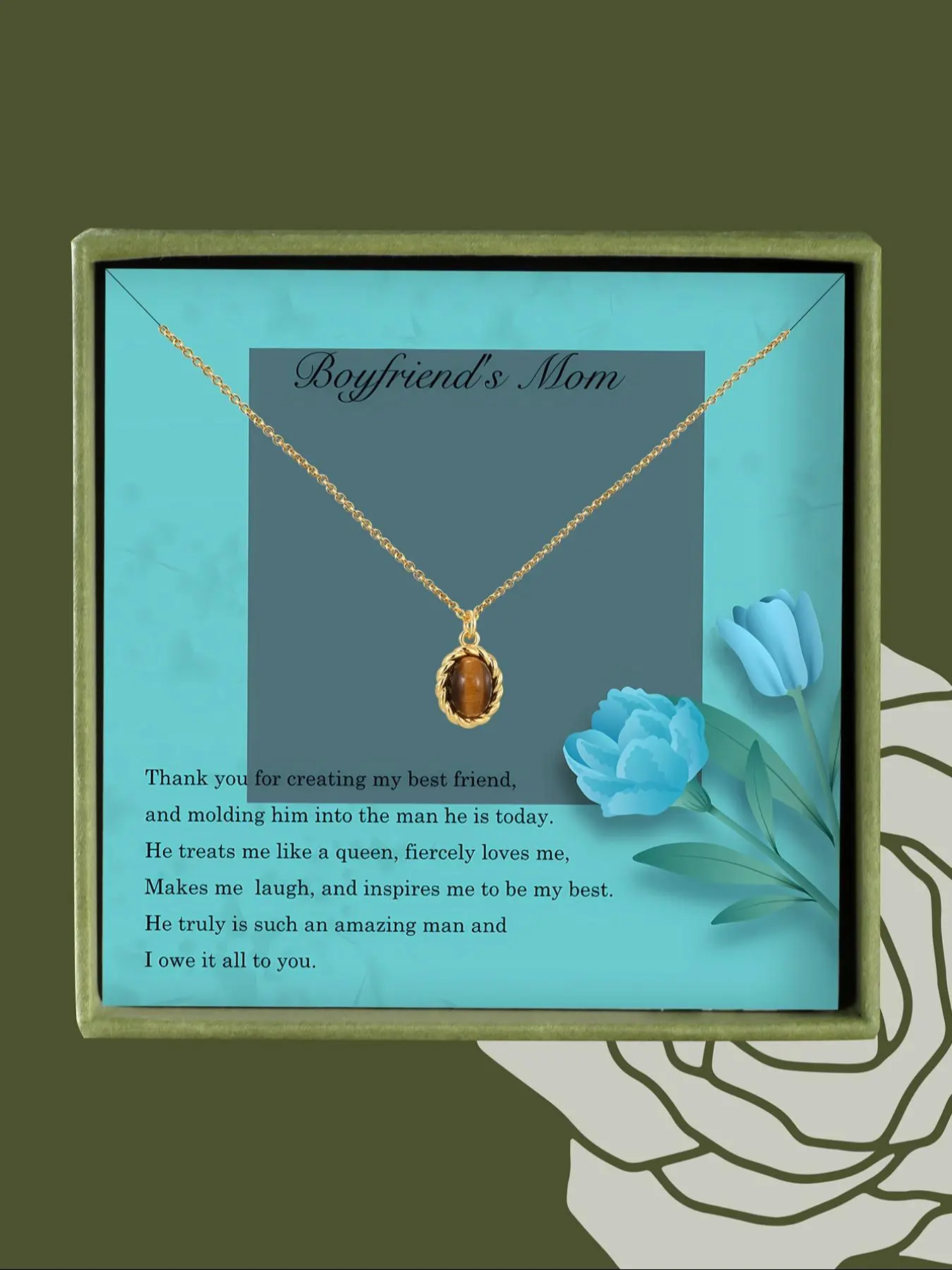 Round Shaped Tiger Eye Pendant Necklace with Box, Elegant Pendant Necklace for Women, Fashion Jewelry Accessories for Gift
