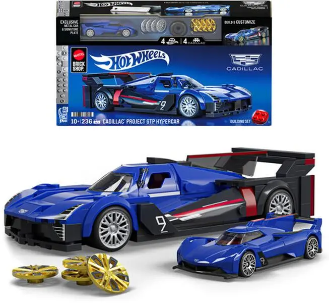 Mattel Brick Shop - Hot Wheels Speed Series Building Set: Cadillac, Includes 1 Collectible Diecast Car