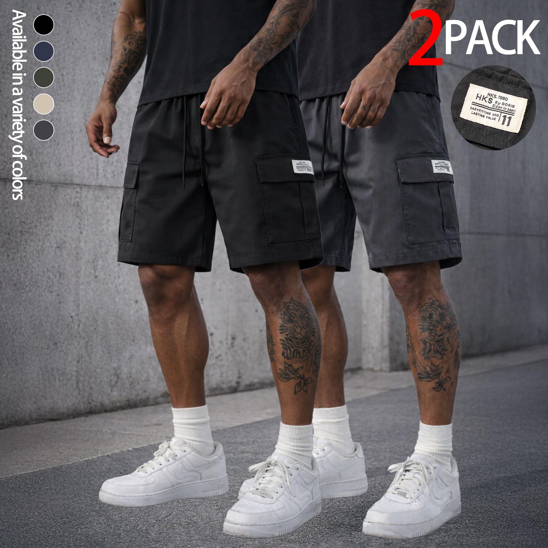 Mens Cargo Shorts Techwear Gorpcore Urban Utility Multi Flap Pockets Loose Fit Wide Leg Drawstring Summer Casual Streetwear High Street Vibe Cityboy Tactical Outdoor Hiking Athletic Workout Daily Wear Half Pants Multi Pack Bundle Fashion Basics Essentials