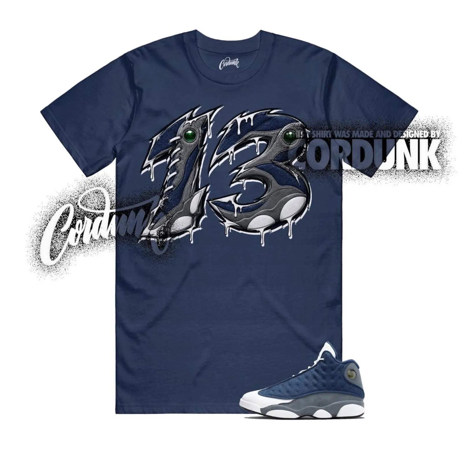 13 Flint Navy Grey Matching T Shirt, Number 13 Graphic Shirt, 90s Hip Hop Tee, Gift For Women and Man, Unisex T-Shirt, Sneaker Head Gift