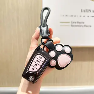 Toyota Key Fob Cover, Case with Keychain, Soft TPU Protection Shell, 4-Button Compatible with Camry, Corolla, RAV4, C-HR, Yaris, Fortuner Flip Remote Key