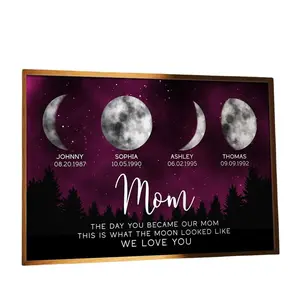 Galaxy Night The Day You Became Mom Custom Birth Moon Phase Personalized Poster, This Is What The Moon Looked Like Moon Phase Art, Custom Mother's Day Moon Phase, Heartfelt Gifts For Mom Grandma