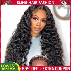 Glueless Wigs Deep Wave Human Hair 6x4 7x5 9x6 Pre Plucked Pre Cut Hd Lace Closure Ready and Go Deep Wave Curly Lace Front Wigs for Black Women Wet and Wavy Natural Hairline