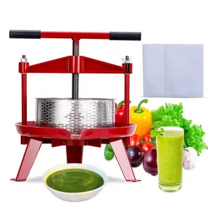 Stainless Steels Fruit Wine Press and Juice Maker, Ideal for Wine, Cider, Apple, Tincture, Vegetables, Honey, Olive Oil Features T-Handle, Stable Triangular Structure, 2.38 Gal/9L Capacity