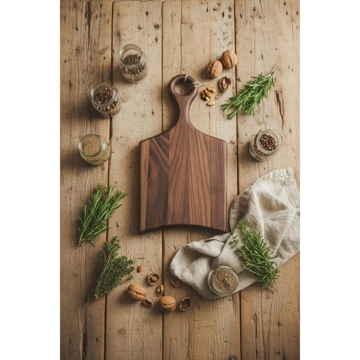 Handcrafted Kitchen Chopping Board - 7.5"×15"×0.75" Black Walnut with Handle, Oil-Ready for Food Prep, Knives
