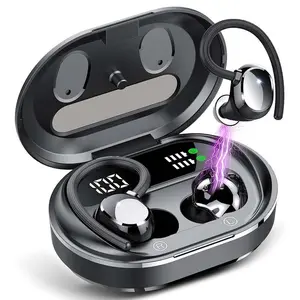 Q35 in-ear rechargeable digital display smart Bluetooth 5.2 headphones with sweat-proof, suitable for sports, running and exercise () Black Audio