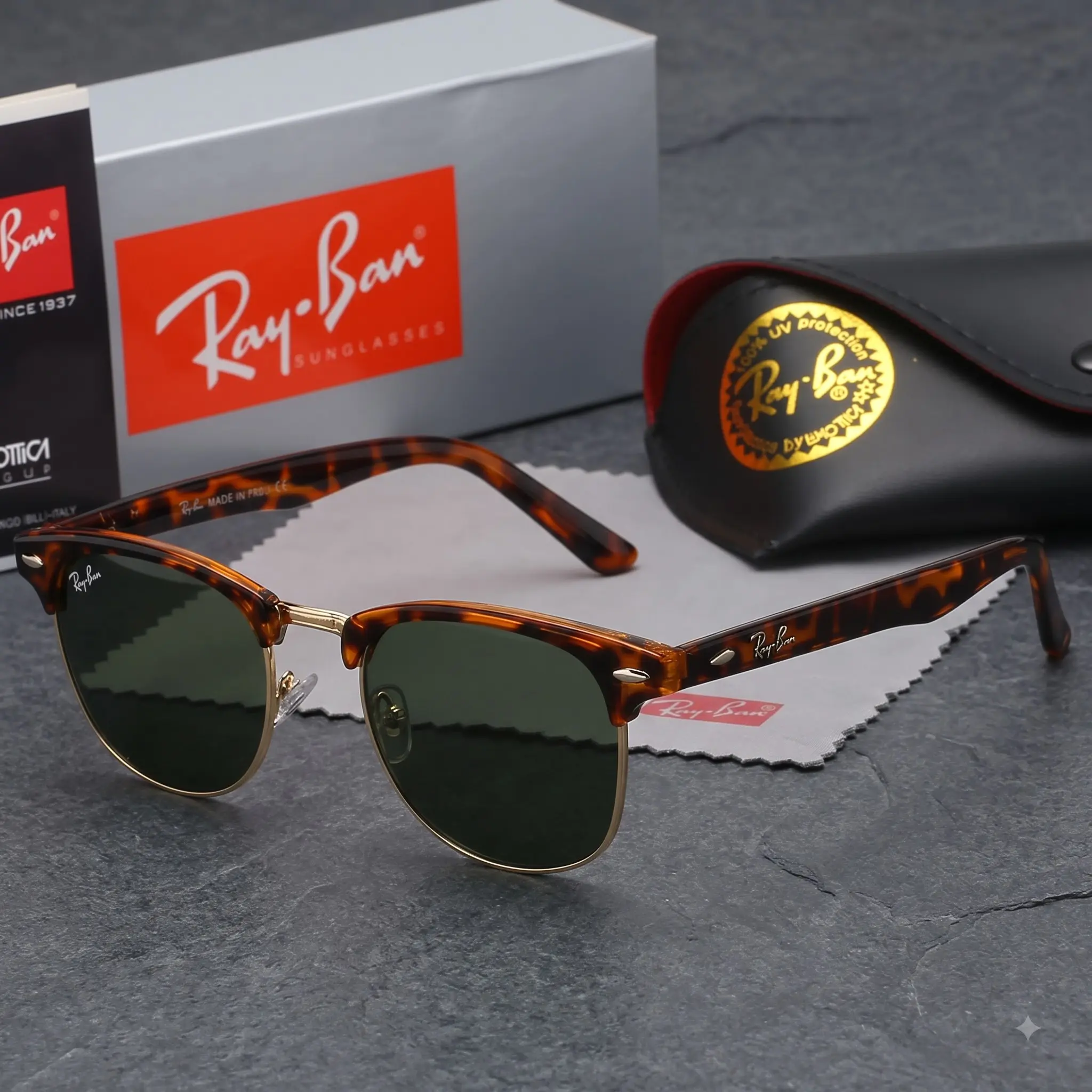 Ray-Ban Polarized Black Square Sunglasses - UV Protection Eyewear for Outdoor-Casual Daily Wear