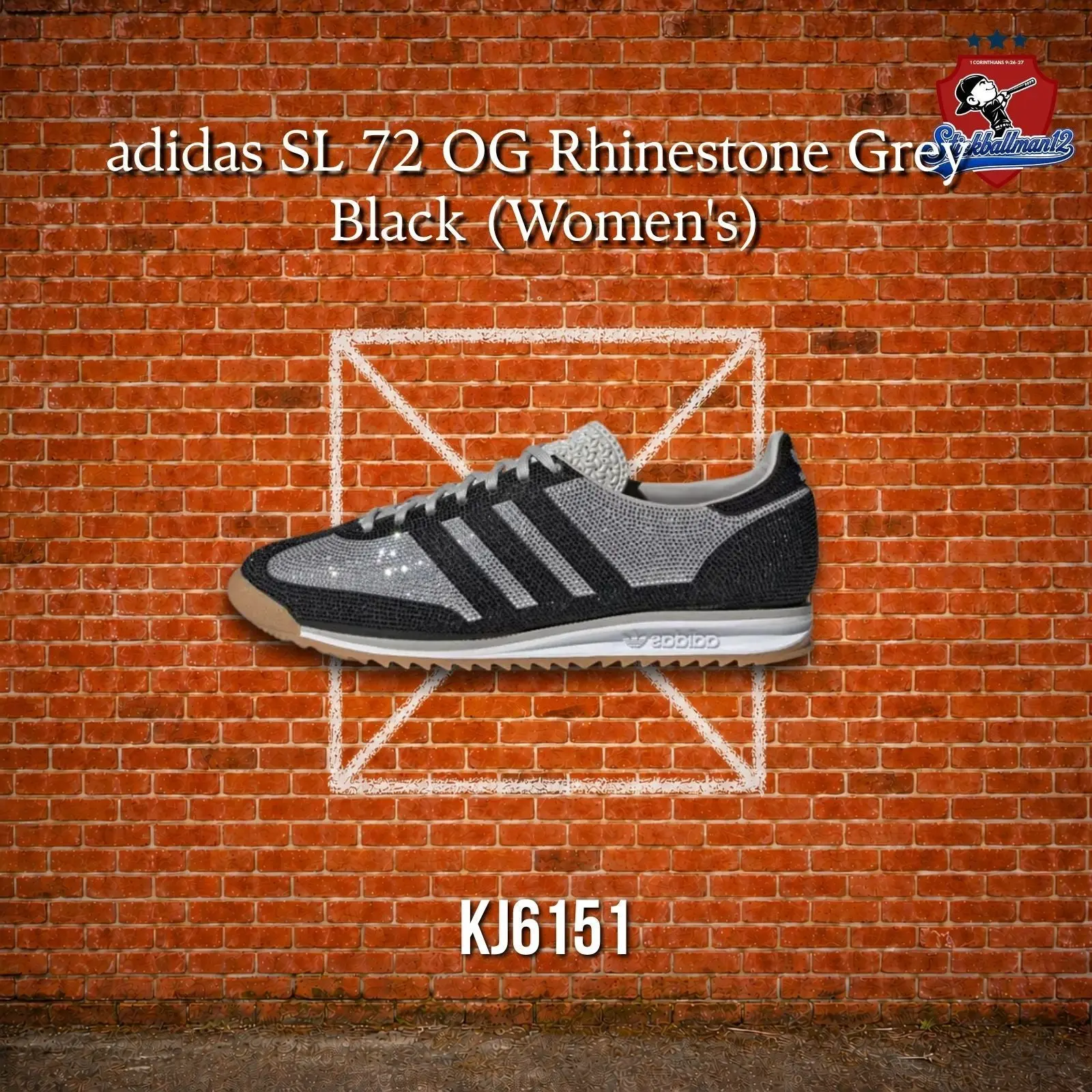 adidas SL 72 OG Rhinestone Grey Black (Women's) - KJ6151